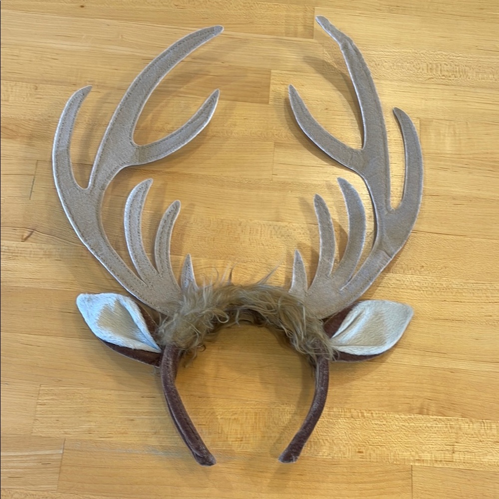 Antler Headband with Faux Fur for Costume or Holidays